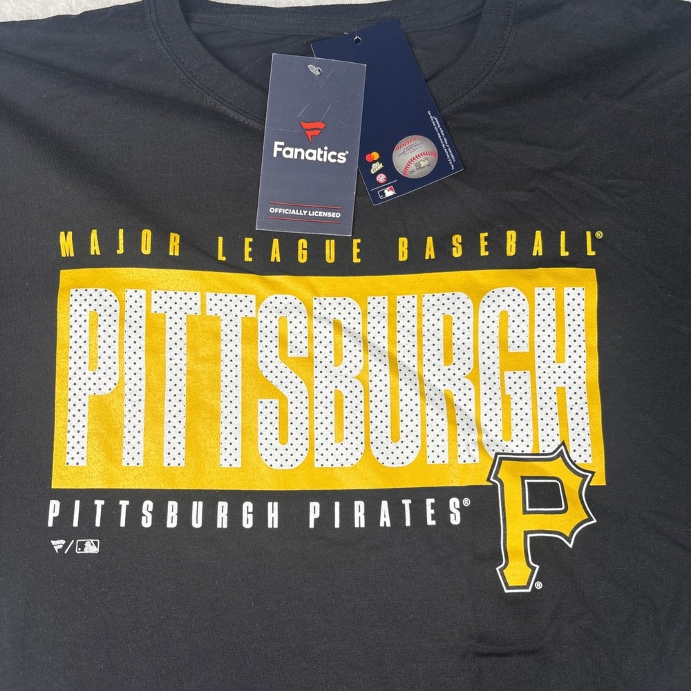 Fanatics Pittsburgh Pirates Men's Black Tee Shirt Short Sleeve NWT Size Large - Picture 2 of 6